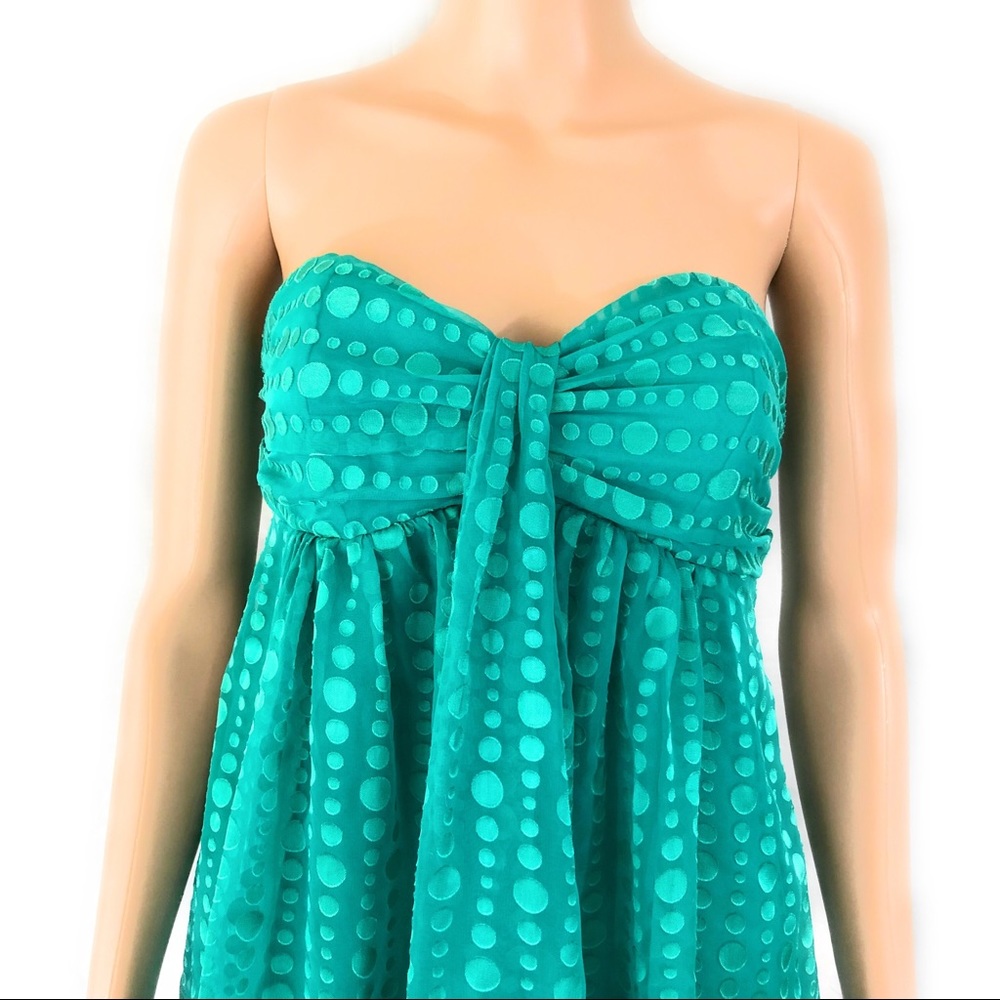 Express Dress Sz 4 Green Strapless Empire Waist - Picture 4 of 8